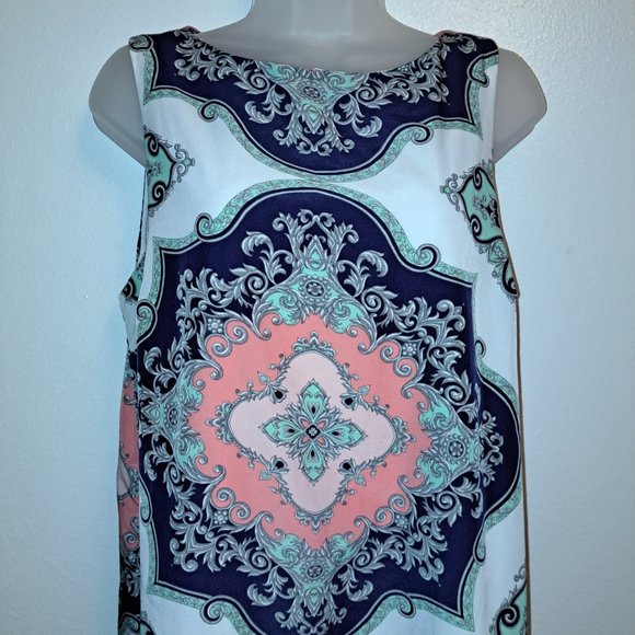 Dress T Paisley Print Sleeveless Shift Dress Size 10 - Picture 3 of 8